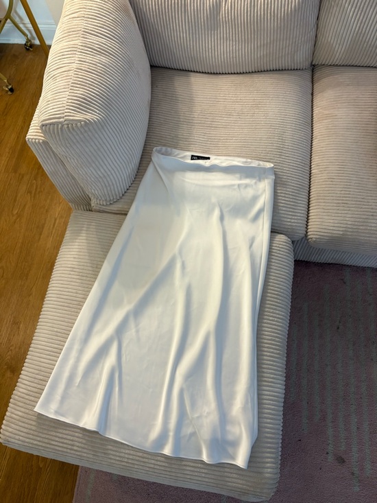 Zara Dresses & Skirts - Zara White Satin Midi Skirt